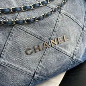 Authentic Vintage Chanel Denim Jean Size 32 with Genuine Leather Bag A Timeless Designer Handbag for Her