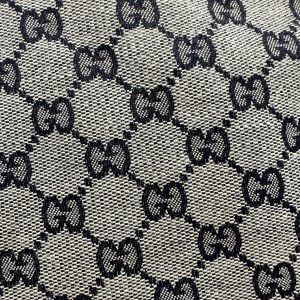 Authentic Vintage Gucci Blue Signature Canvas and Leather Top Handle Tote Bag