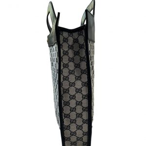 Authentic Vintage Gucci Blue Signature Canvas and Leather Top Handle Tote Bag