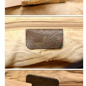 Authentic Vintage GUCCI Brown Coated Canvas GG Striped Crossbody Bag Made in Italy