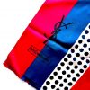 Authentic Vintage Saint Laurent YSL Logo Silk Scarf Fringe Striped Color Block Wrap for Men