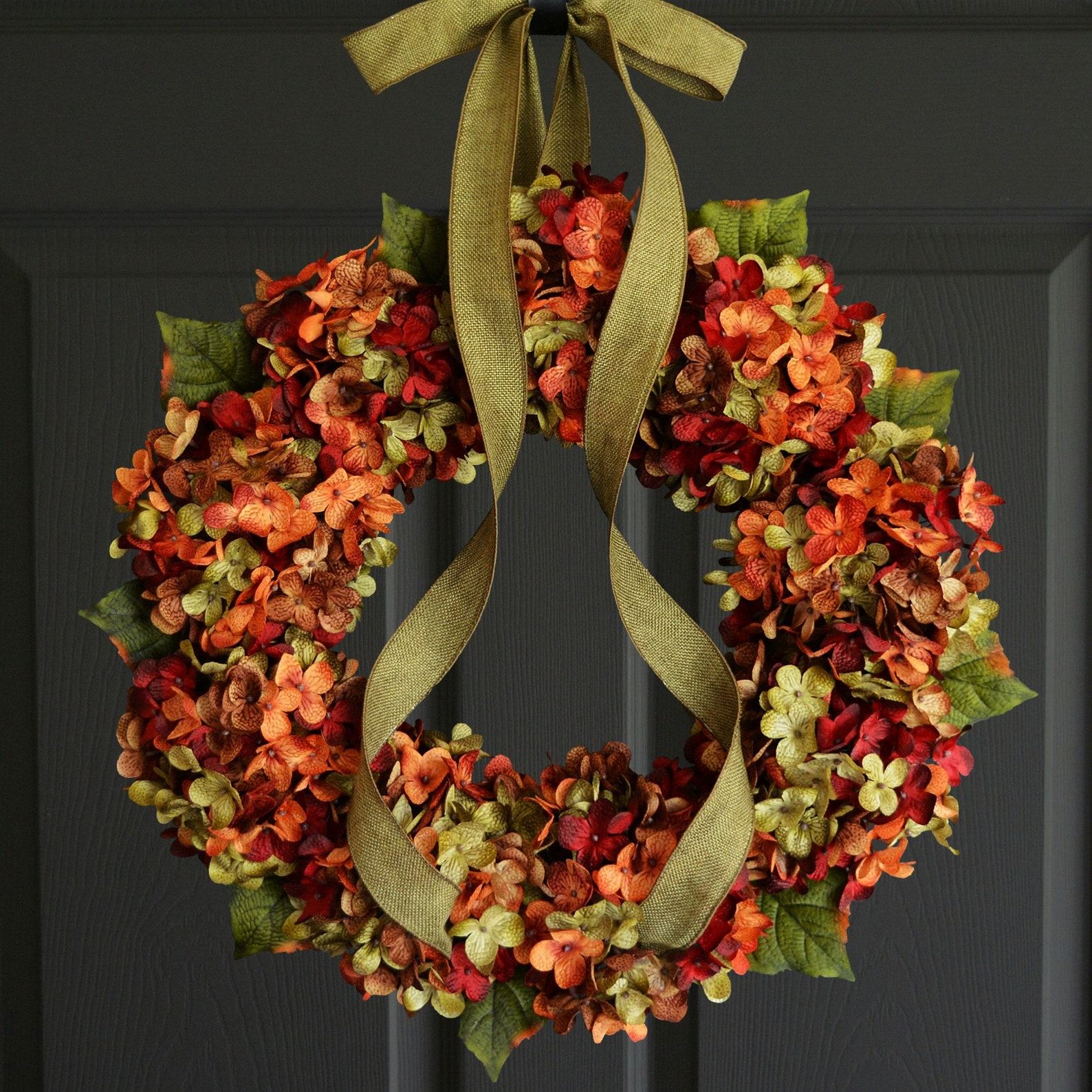 Autumnal Embrace Hydrangea Wreath for a Cozy Fall Welcome