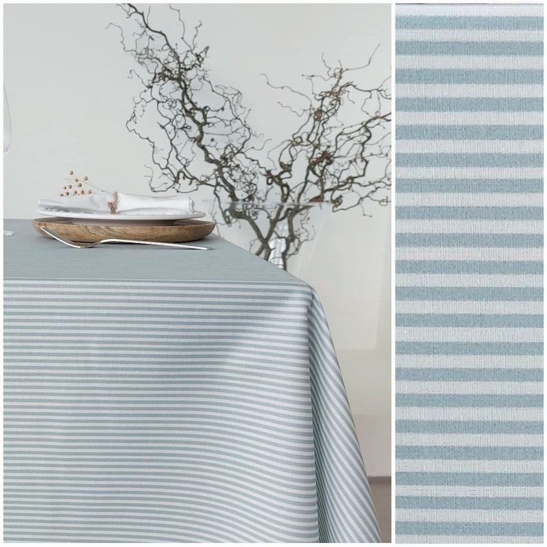 Azure Skies French Coated Tablecloth Elevate Your Dining Experience