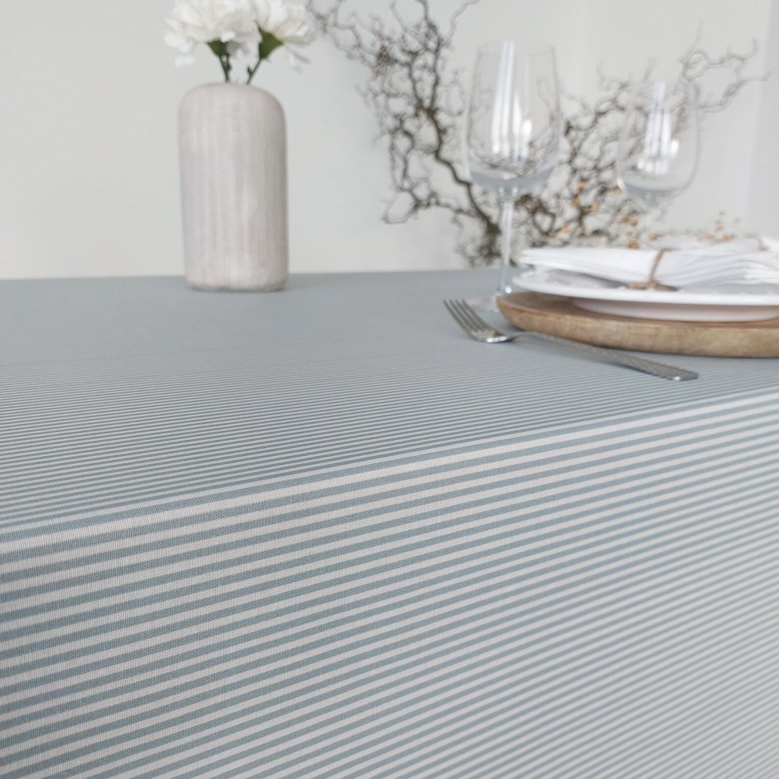 Azure Skies French Coated Tablecloth Elevate Your Dining Experience