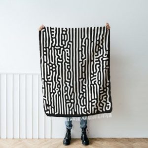 Bamboo Forest Tapestry Throw Blanket Woven in the USA, Minimalist Home Decor