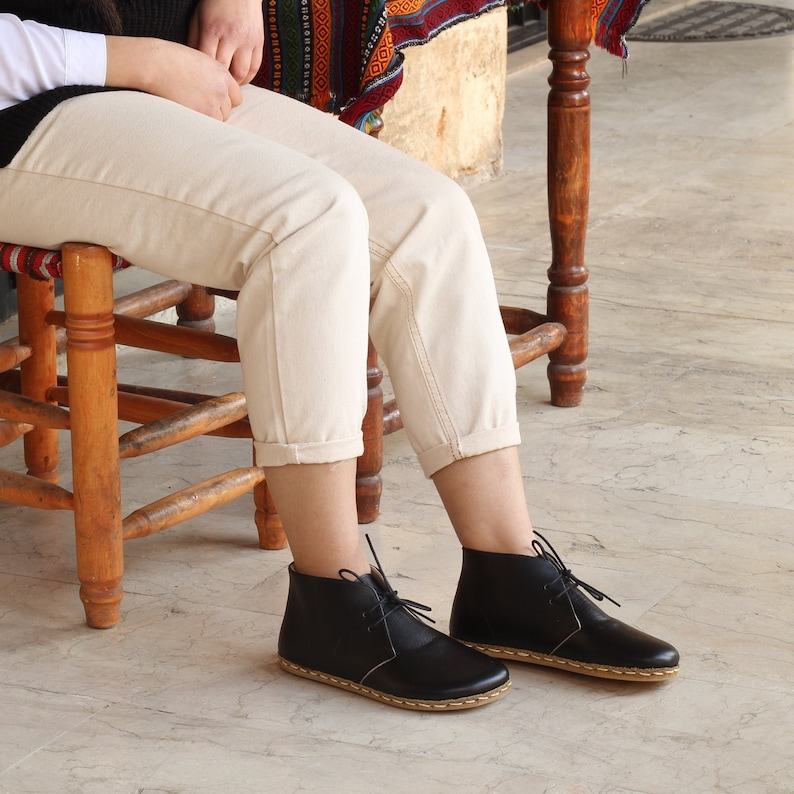 Barefoot Black Leather Boots for Women – Grounding Copper Rivet & Buffalo Sole