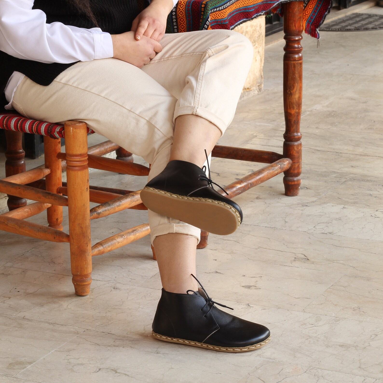 Barefoot Black Leather Boots for Women – Grounding Copper Rivet & Buffalo Sole