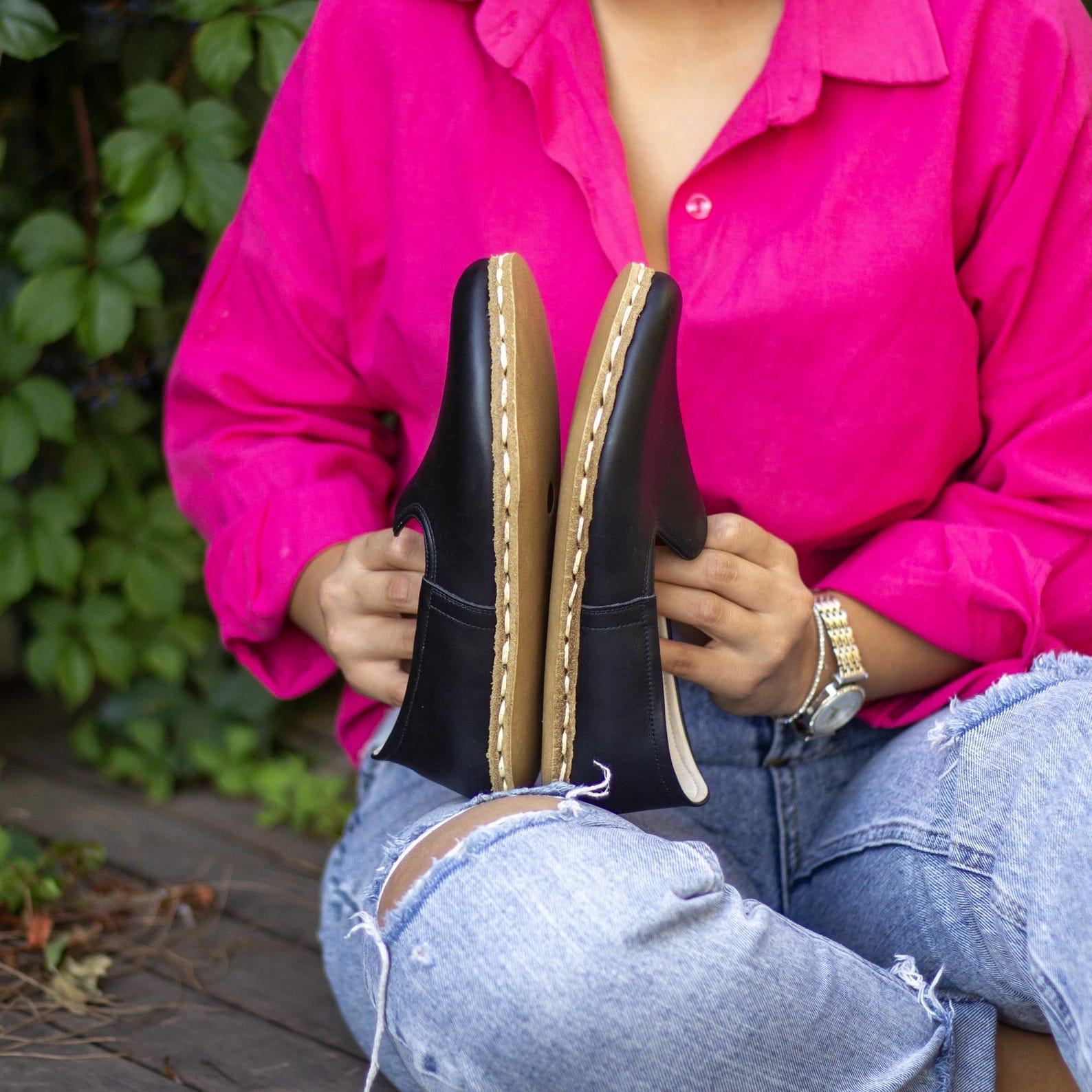 Barefoot Leather Grounding Shoes Women – Earthing Shoes – Black All Leather