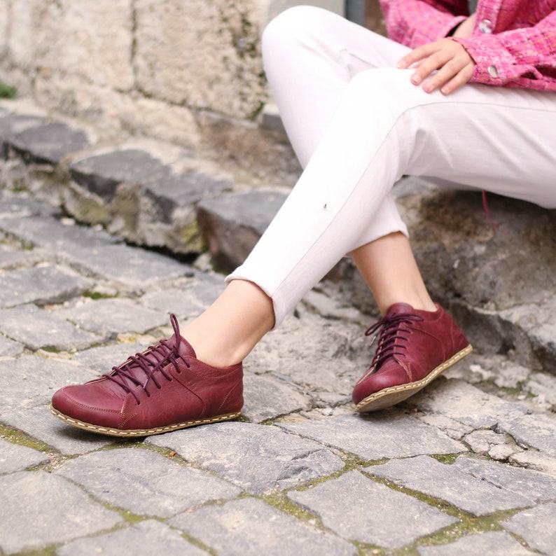 Barefooters Sneakers Slip On, Leather, Crazy Burgundy