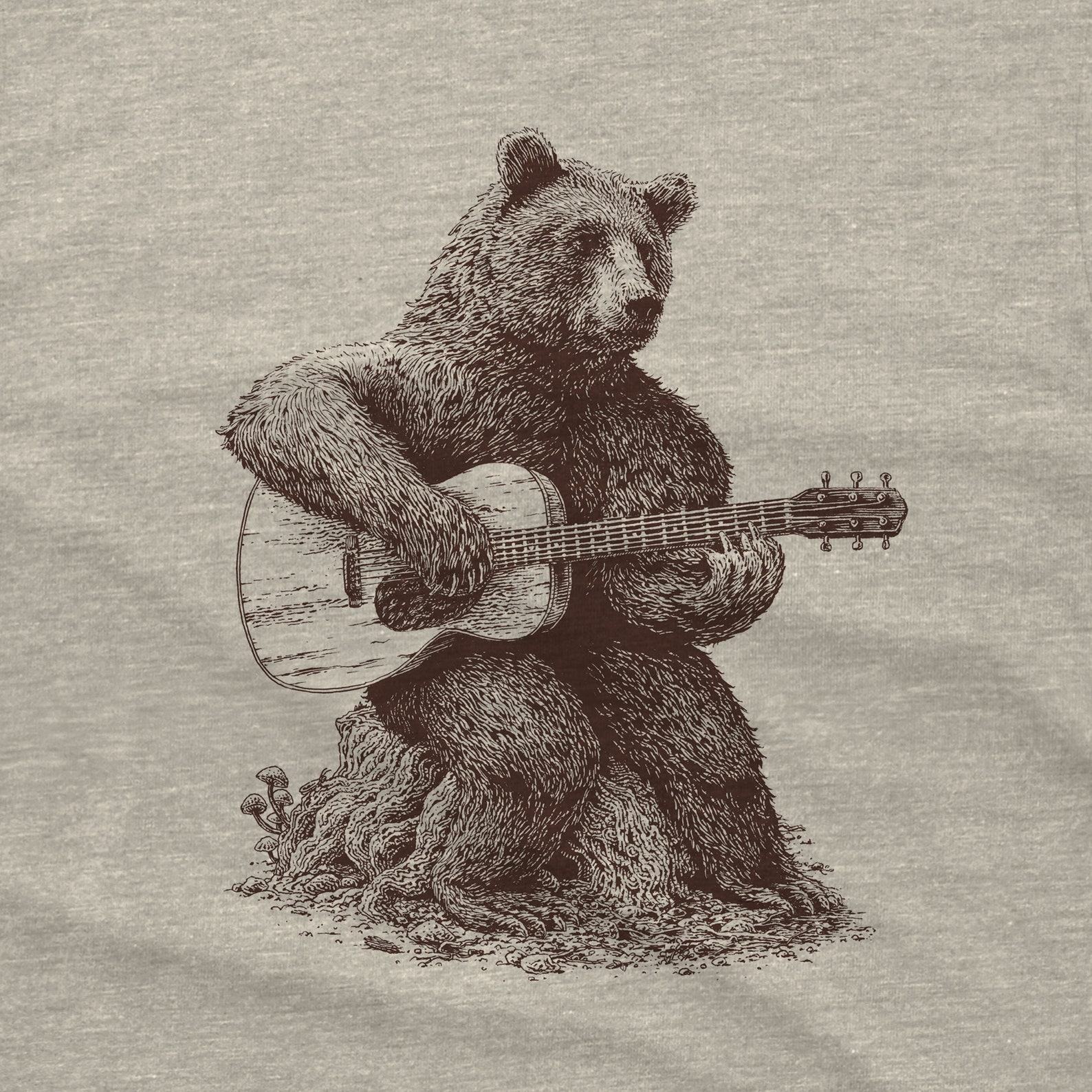 Bear-tastic Guitar Grooves Unleash the Rhythm with Our Men’s Bear Guitar T-Shirt