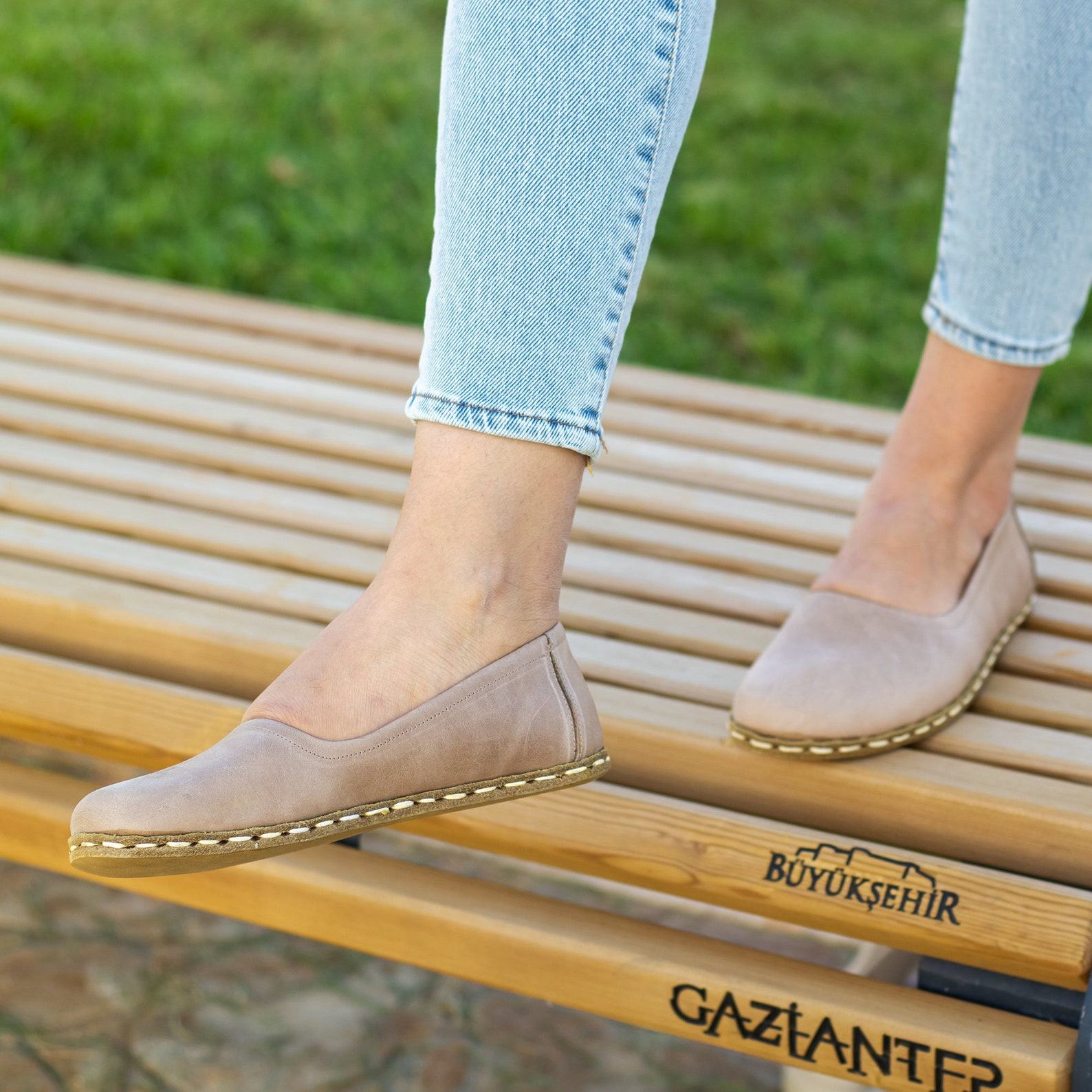 Beige Barefoot Bliss Embrace Comfort and Grounding with Crazy Vision’s Leather Loafers