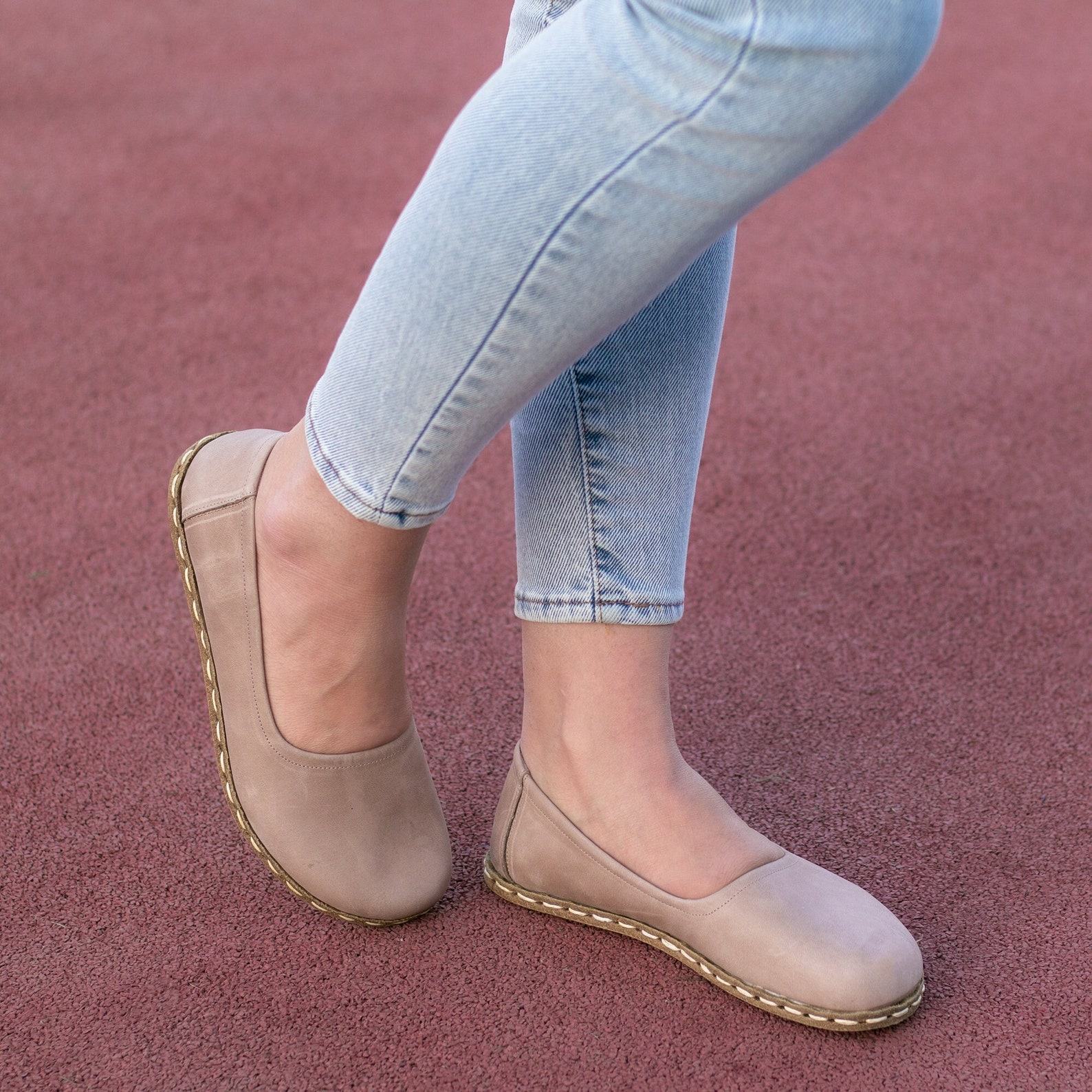 Beige Barefoot Bliss Embrace Comfort and Grounding with Crazy Vision’s Leather Loafers