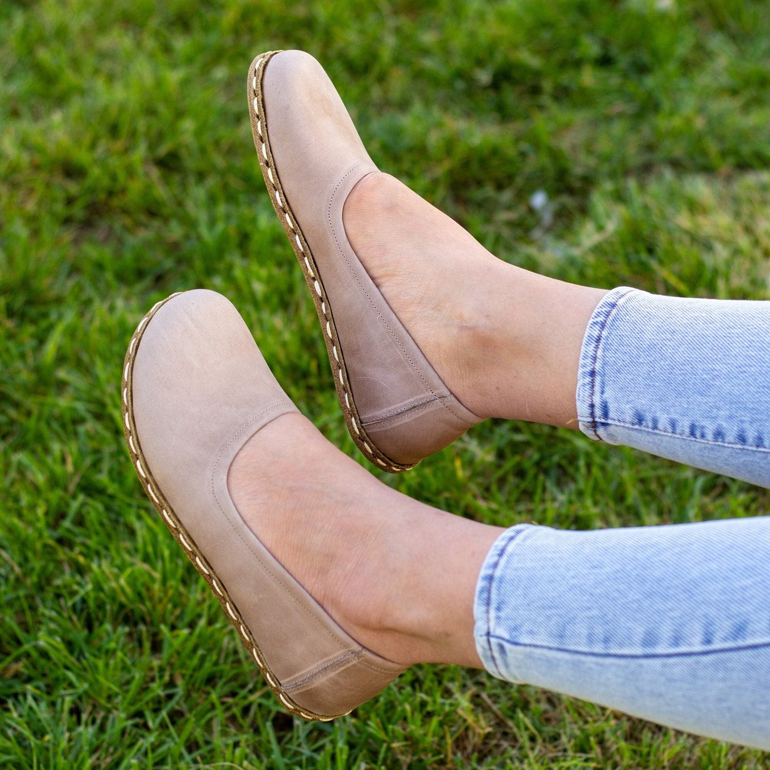 Beige Barefoot Bliss Embrace Comfort and Grounding with Crazy Vision’s Leather Loafers