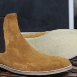 Bespoke Beige Chelsea Boots  Handmade Goodyear Welted Dress Boots for Men