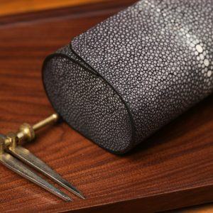 Bespoke Black Stingray Leather Watch Roll The Epitome of Timepiece Protection