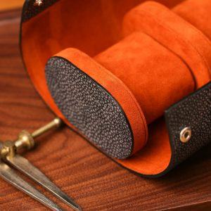 Bespoke Black Stingray Leather Watch Roll The Epitome of Timepiece Protection