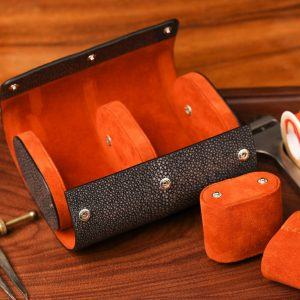 Bespoke Black Stingray Leather Watch Roll The Epitome of Timepiece Protection