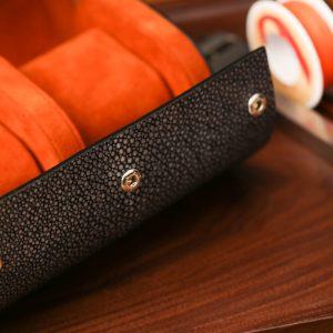 Bespoke Black Stingray Leather Watch Roll The Epitome of Timepiece Protection