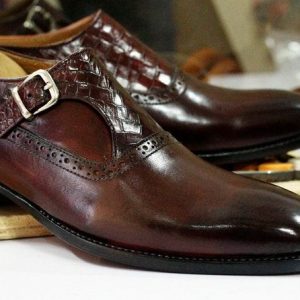 Bespoke Brown Single Monk Strap Shoes – Handmade Goodyear Welted Dress Shoes