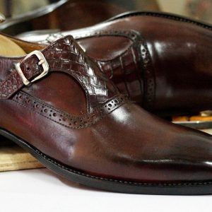 Bespoke Brown Single Monk Strap Shoes – Handmade Goodyear Welted Dress Shoes