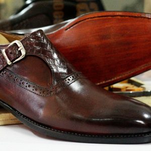 Bespoke Brown Single Monk Strap Shoes – Handmade Goodyear Welted Dress Shoes