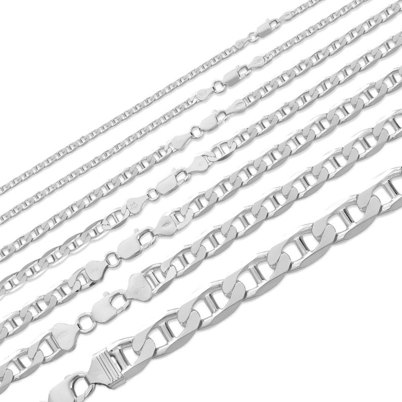BESTSELLER Italian Silver Chain Mariner Link Necklace or Bracelet – 925 Sterling Silver – 6″-30″ – 2.5mm-16mm (Gucci Link)