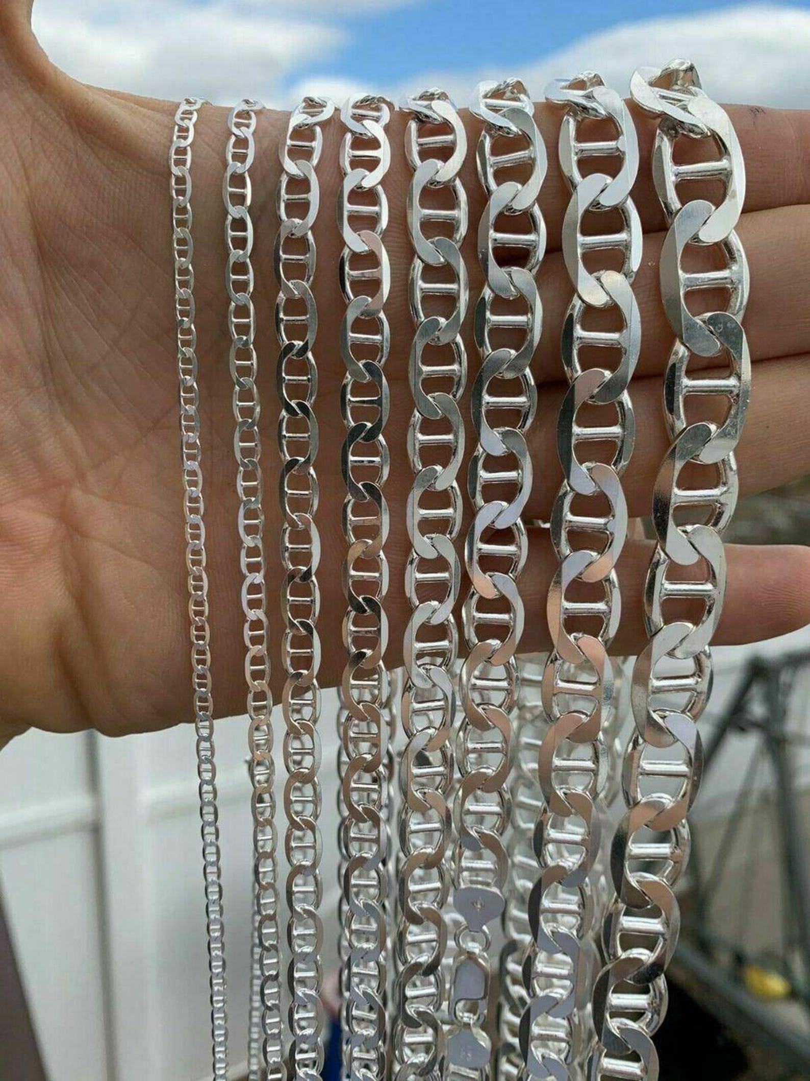 BESTSELLER Italian Silver Chain Mariner Link Necklace or Bracelet – 925 Sterling Silver – 6″-30″ – 2.5mm-16mm (Gucci Link) - Image 2