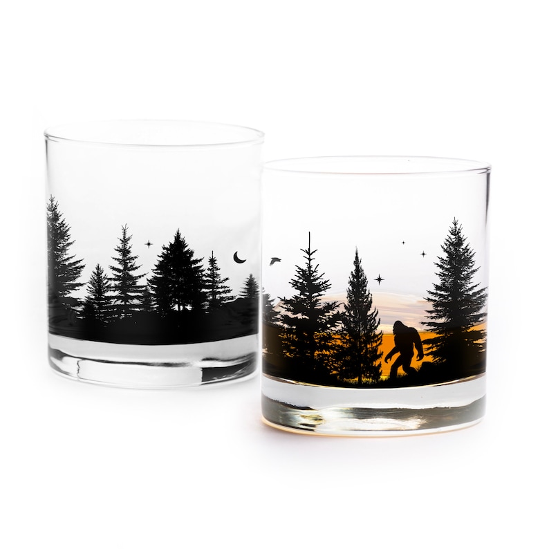 Bigfoot in the Forest Unveil the Mystery with Our Enchanting Whiskey Glasses