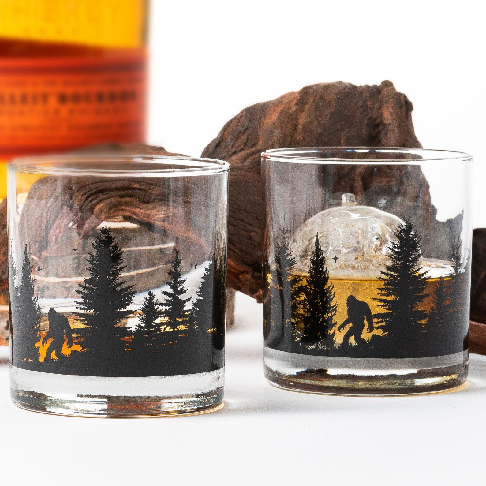 Bigfoot in the Forest Unveil the Mystery with Our Enchanting Whiskey Glasses