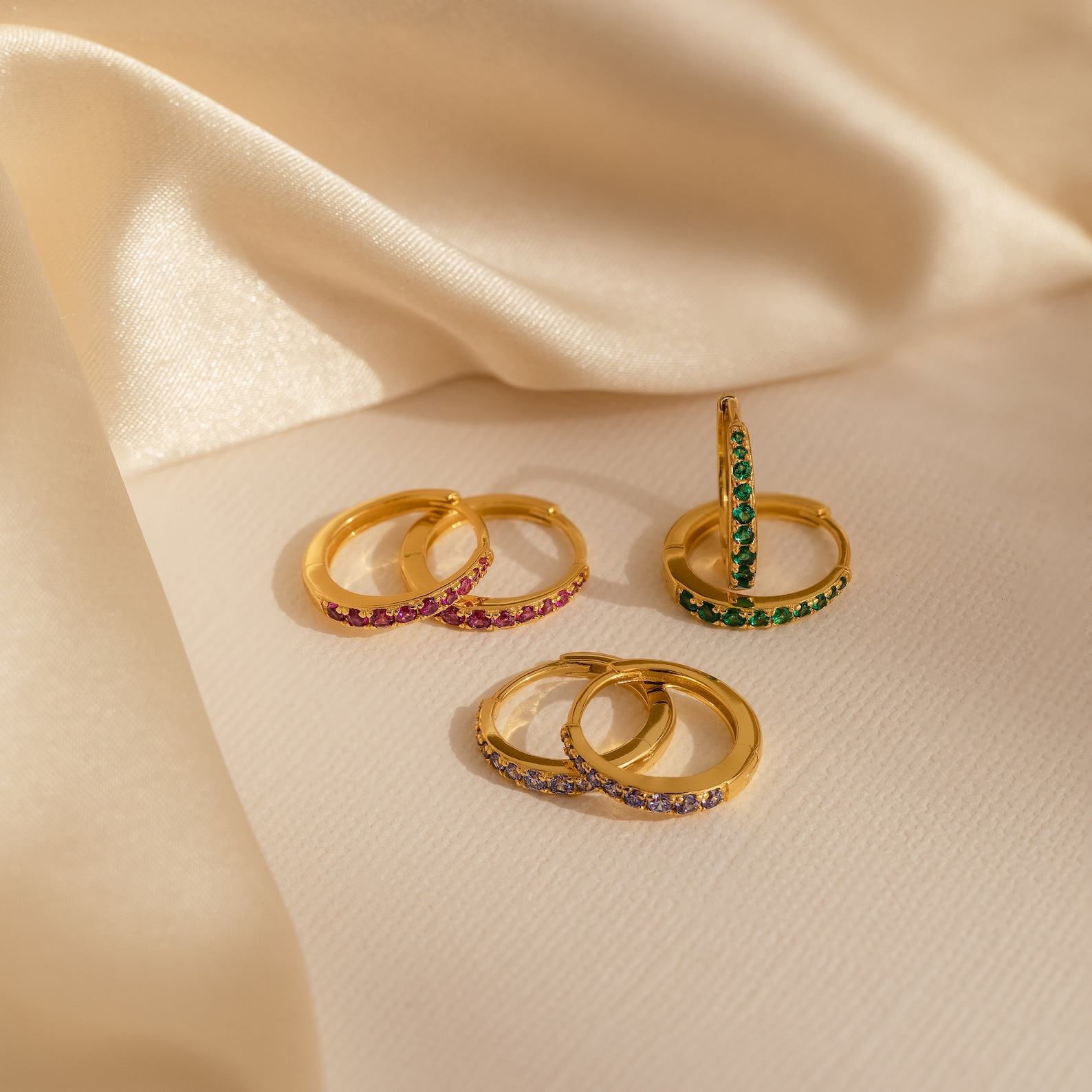 Birthstone Huggie Hoops Celebrate Your Birth Month with CaitlynMinimalist