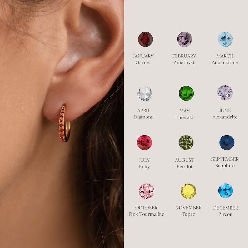 Birthstone Huggie Hoops Celebrate Your Birth Month with CaitlynMinimalist