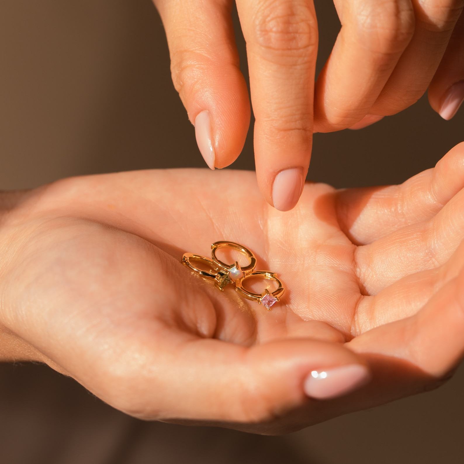Birthstone Huggies Minimalist Gold Hoops with Custom Birthstone, Interesting  Item for Mom (ER094)