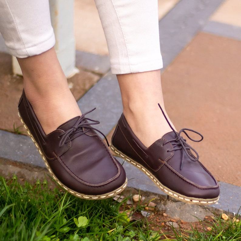 Bitter Brown Leather Grounding Shoes for Women | Handmade Copper Earthing Shoes