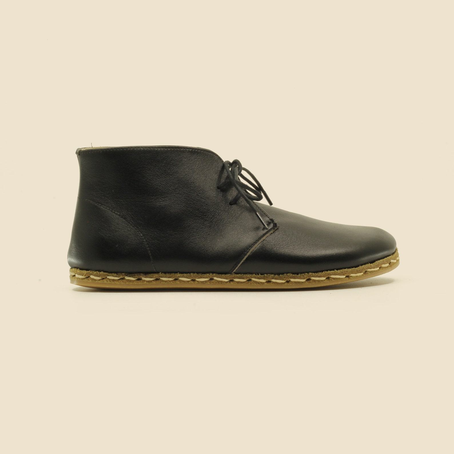 Black Barefoot Boots for Men – Minimalist Leather Shoes |