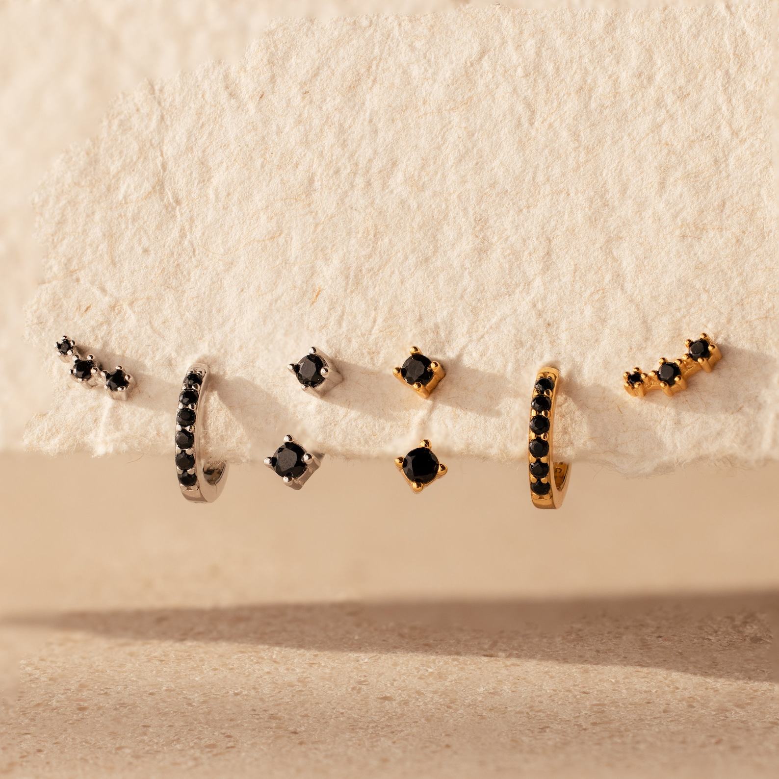 Black Diamond Earring Set Pave Diamond Hoop and Ear Jacket by Caitlyn Minimalist