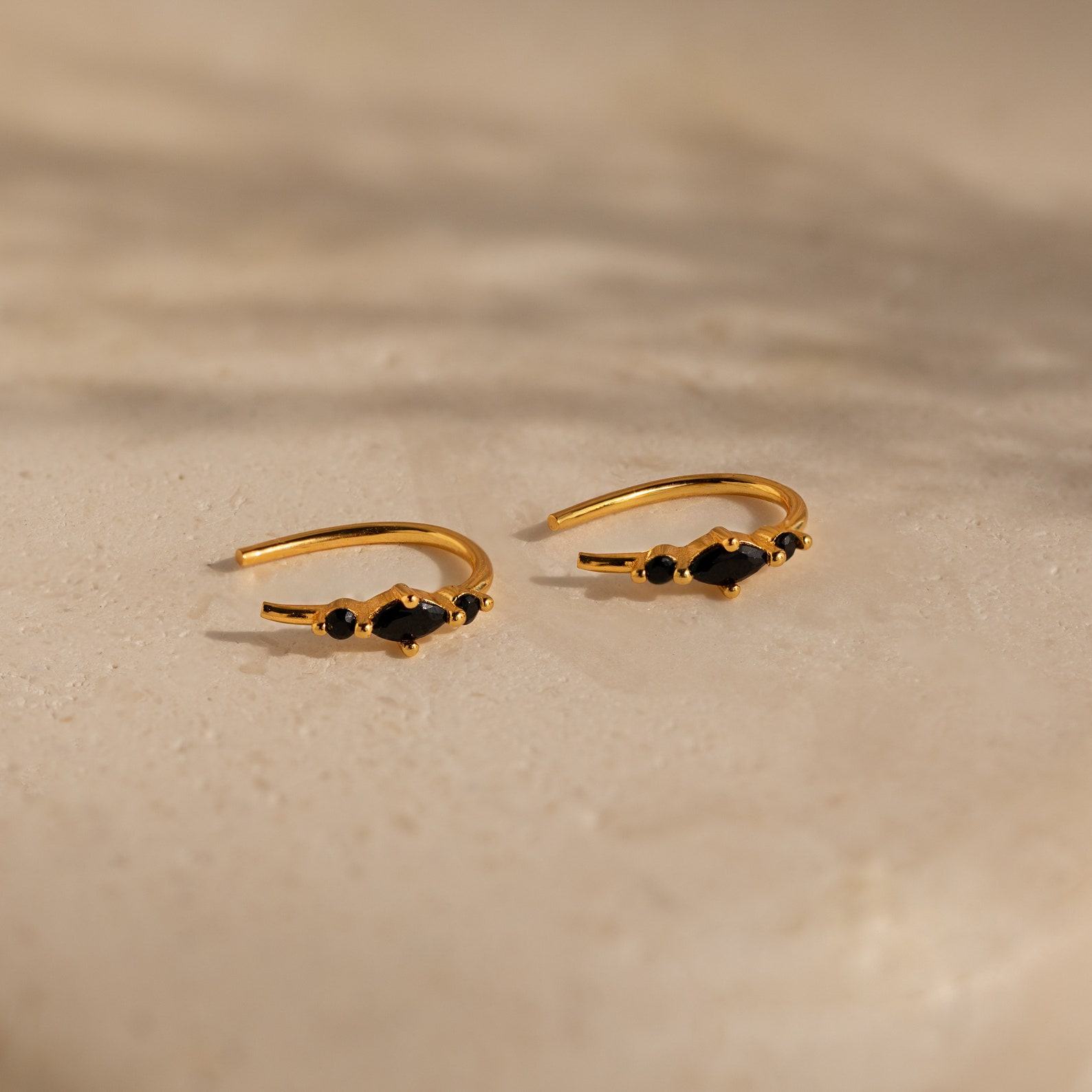 Black Diamond Threader Earrings Minimalist Elegance for the Modern Woman