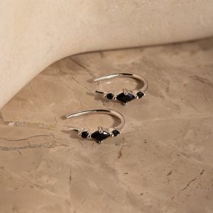 Black Diamond Threader Earrings Minimalist Elegance for the Modern Woman