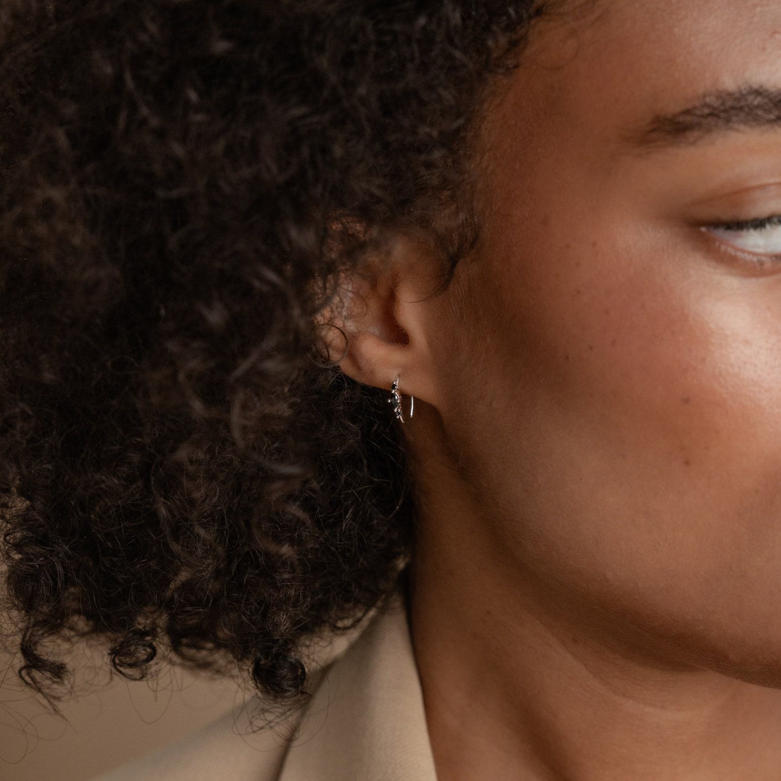 Black Diamond Threader Earrings Minimalist Elegance for the Modern Woman