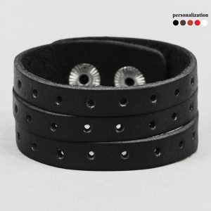 Black Perforated Leather Cuff Bracelet A Timeless Accessory for Men and Women