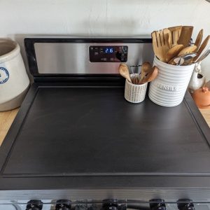 Black Stained Wooden Stove Cover – Noodle Board for Gas & Electric Stoves – Stylish Kitchen Upgrade