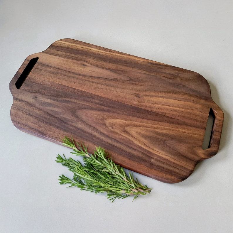Black Walnut Charcuterie Board Double Cut Out Handle Paddle Board for Sophisticated Entertaining