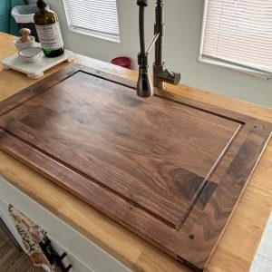 Black Walnut Sink Cover Cutting Board – Large Hardwood Stove Top Cover