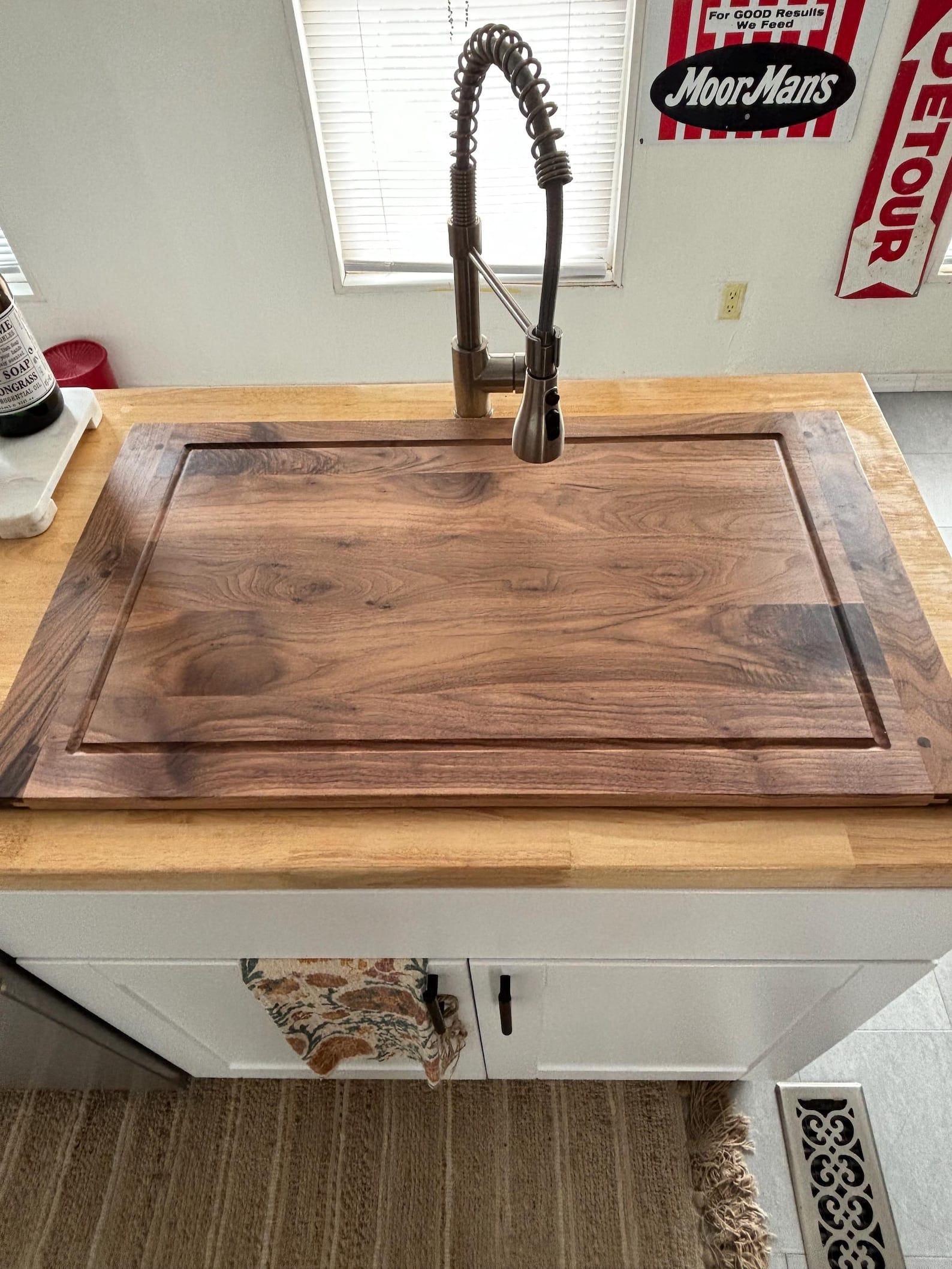 Black Walnut Sink Cover Cutting Board – Large Hardwood Stove Top Cover - Image 3