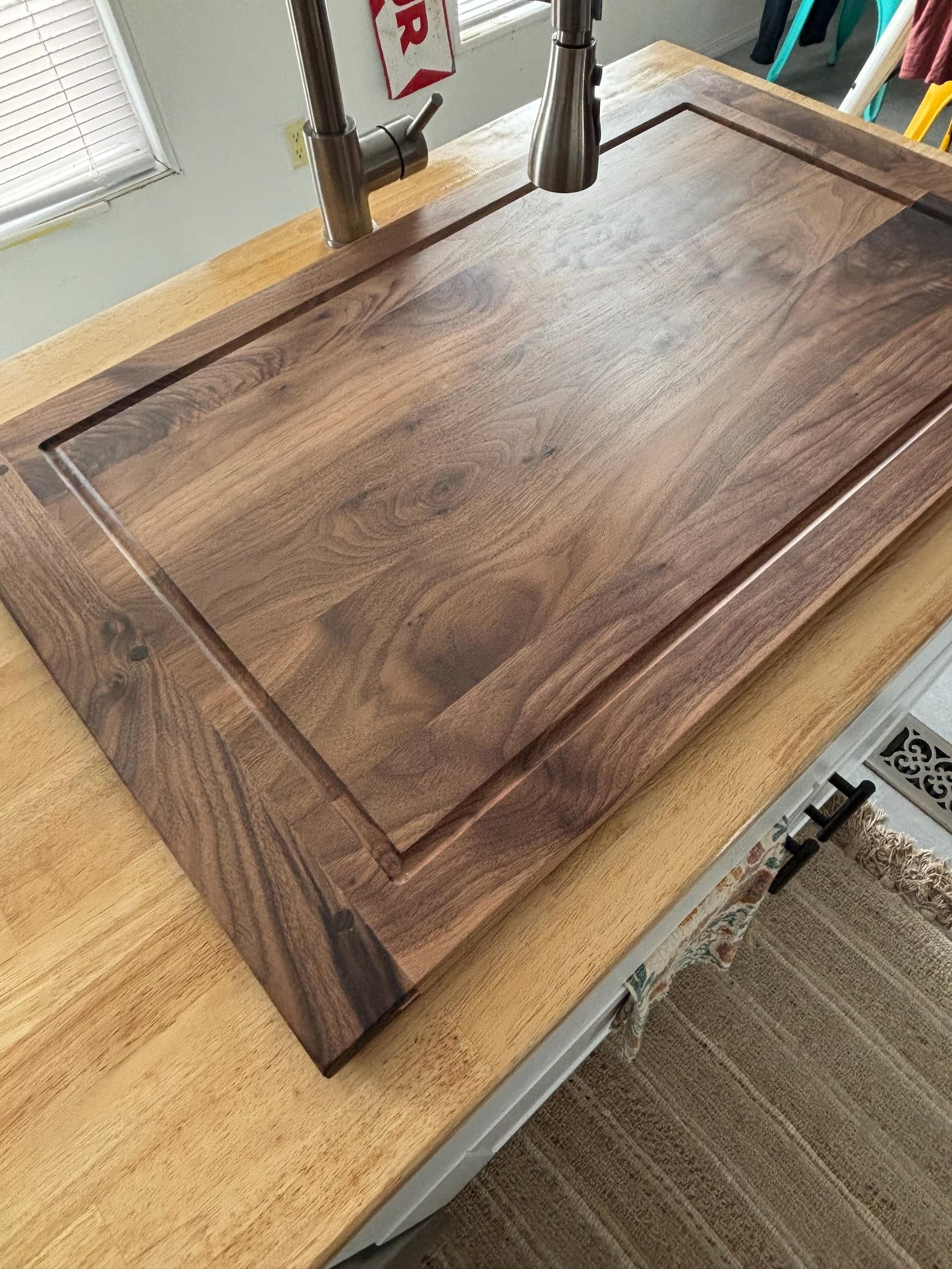 Black Walnut Sink Cover Cutting Board – Large Hardwood Stove Top Cover - Image 4