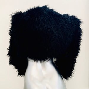 Black with Red Roses Unreal Faux Fur Shrug with Red Rose Floral Appliques