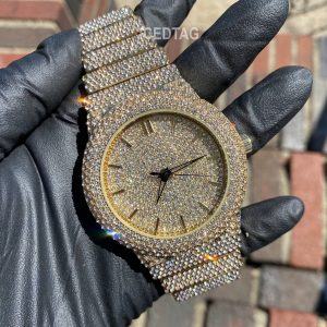 Blinged-Out Presidential Quartz Watch Elevate Your Style with Iced-Out Timekeeping