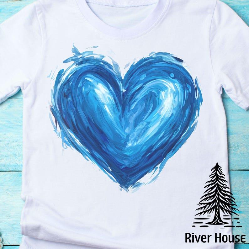 Blue Heart Icon Painted T-shirt Empowering Democrat Voters in the USA Election