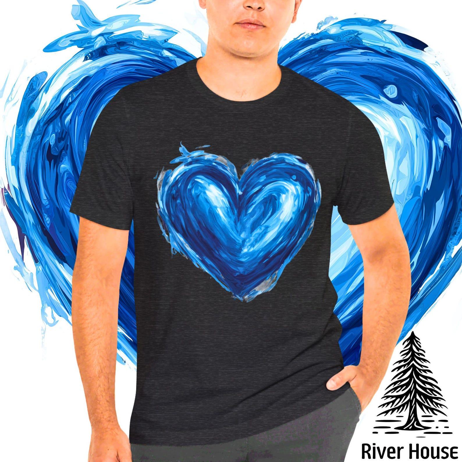 Blue Heart Icon Painted T-shirt Empowering Democrat Voters in the USA Election