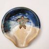 Blue Sea Turtle Spoon Rest and Teabag Holder Handmade Ocean-Themed Pottery for Coastal Decor