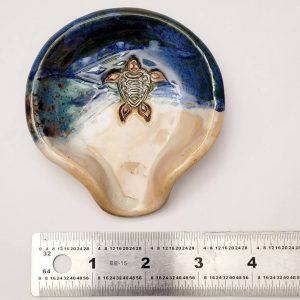 Blue Sea Turtle Spoon Rest and Teabag Holder Handmade Ocean-Themed Pottery for Coastal Decor